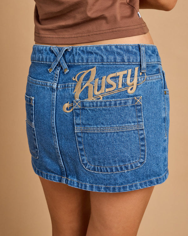 Rusty Risque Low Rise Denim Micro Skirt
