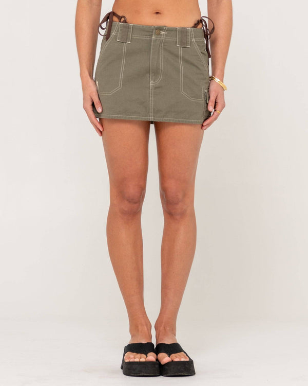 Rusty Dirtbag Cargo Low Rise Mini Skirt