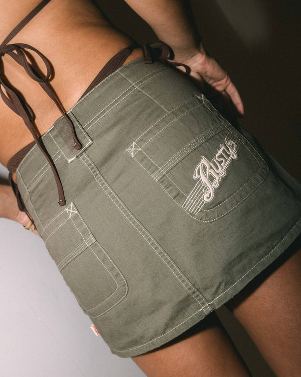 Rusty Dirtbag Cargo Low Rise Mini Skirt