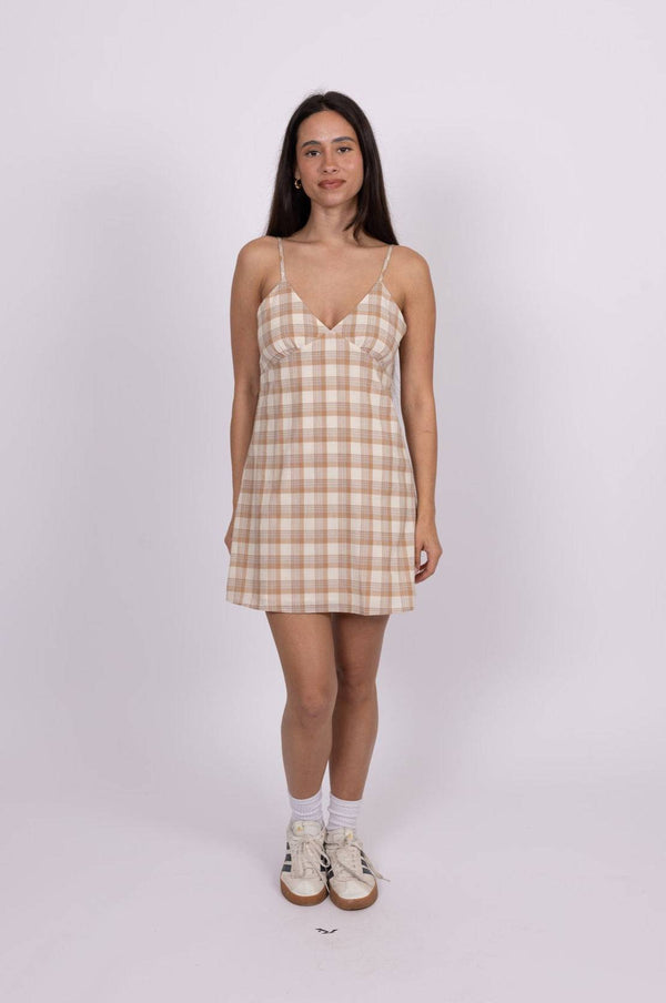 Rusty Turner Plaid Mini Dress - Camel