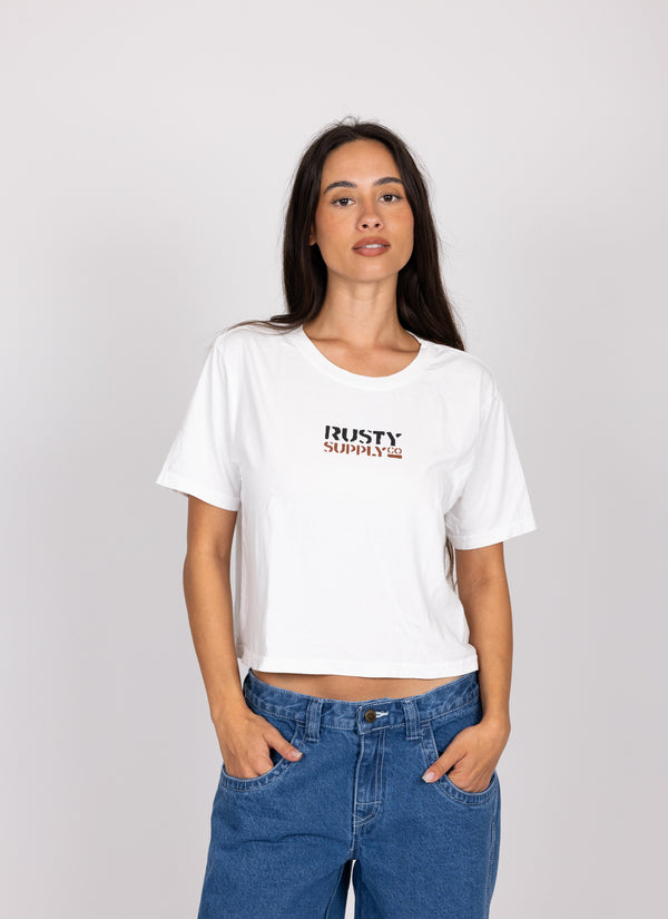 Rusty Saltwater Scumbag crop tee