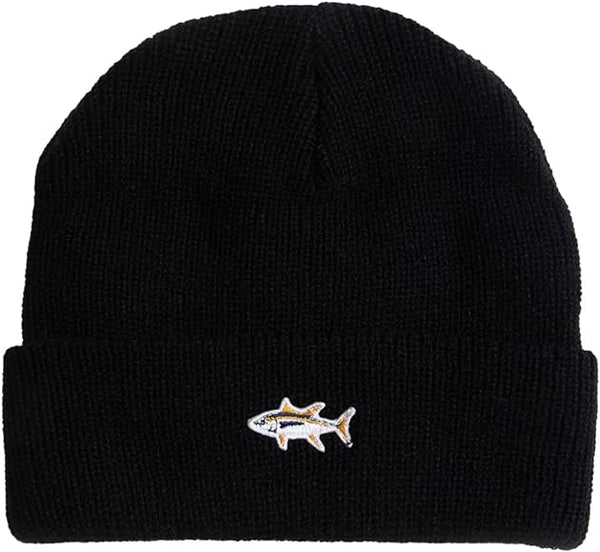 Salty Crew Fishsticks beanie in black with embroidered fish logo.