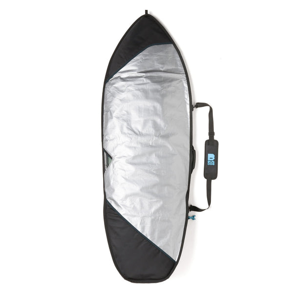 Bulldog Core Fish Surfboard Bag 6'7, silver interior with durable padding.