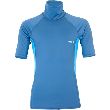 Alder Cruz Girls Rashvest S/S in blue with short sleeves and high neck.