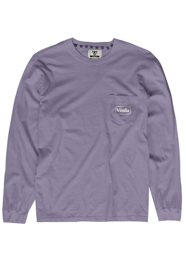 Vissla Coastwide Boys LS Tee in purple with front pocket logo.