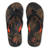 Top view of FoamLife Zikat SC women's flip flops with black straps and brown leaf design.