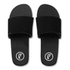 Top view of FoamLife Tarlan Slide black men's slider with logo detail.