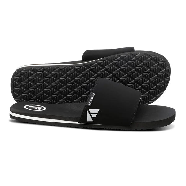 FoamLife Tarlan Slide black men's slider showing sole and strap details.
