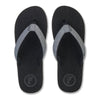 Top view of FoamLife Sharp men's black flip flops with stylish strap detail.