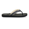 Side profile of FoamLife Yogi black flip flops with geometric strap design.