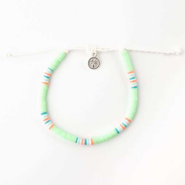 Pineapple Island Anklet FIA-023 with pastel beads and palm charm.