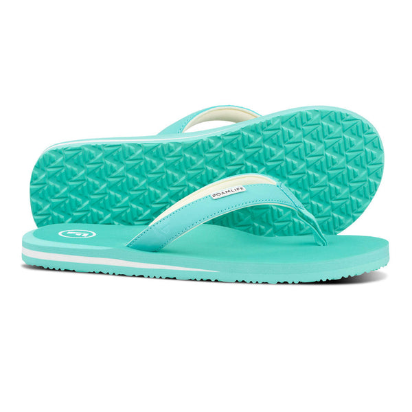 FoamLife Lixi women's flip flops in spearmint, showing sole and side details.