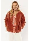 Sissttevolution To The Max Knit Jacket in rust color, front view.