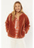 Sissttevolution To The Max Knit Jacket in rust color, front view.