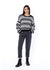Front view of Sisstr Ocean Shores Sweater in black with white stripes.
