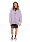 Front view of Sisstr Maggie Gilet in lavender with oversized fit and button closure.