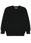 Flat lay of Sisstrevolution Barra Crew Sweater in black, showcasing ribbed texture.