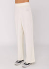 Sisstrevolution Sofia Pant in Sea Salt, side view of relaxed-fit white trousers.