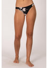 Sisstrevolution Brandy skimpy bikini bottom in black with floral print.