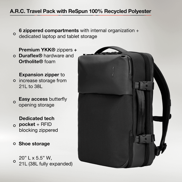 INCASE A.R.C. Travel Pack With ReSpun 100% Recycled Polyester 38L