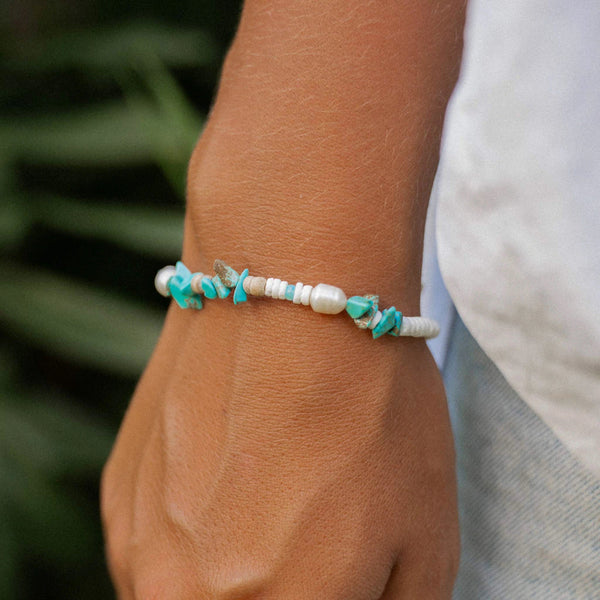 Pineapple Island Love Is Here Natural Stone, Pearl & Shell Bracelet