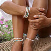 Pineapple Island Love is Here Natural Stone, Pearl & Shell Anklet - Moonstone