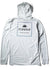 Back view of Vissla The Box Comp Lite Eco LS Hooded Performance Tee in white.