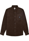 Front view of Vissla Doheny Woven Shirt in java color with button-up closure and chest pocket.
