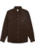 Front view of Vissla Doheny Woven Shirt in java color with button-up closure and chest pocket.
