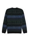 Vissla Blur Jacquard Crew Sweater with green and blue patterned design, back view.