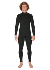 Vissla New Seas 5-4 U-Zip Wetsuit in black, front view.