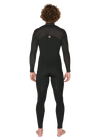 Vissla New Seas 5-4 U-Zip Wetsuit in black, full back view.