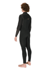 Vissla New Seas 5-4 U-Zip Wetsuit in black, side-back angle view.
