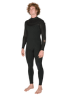 Vissla New Seas 5-4 U-Zip Wetsuit in black, front-side angle view.