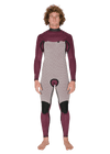 Vissla New Seas 5-4 U-Zip Wetsuit in maroon interior, front view.