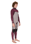 Vissla New Seas 5-4 U-Zip Wetsuit in maroon interior, side angle view.
