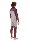 Vissla New Seas 5-4 U-Zip Wetsuit in maroon interior, back angle view.