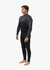 Vissla High Seas II 3-2 full chest zip wetsuit in charcoal, side view.