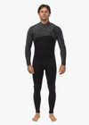 Vissla High Seas II 3-2 full chest zip wetsuit in charcoal, front view.
