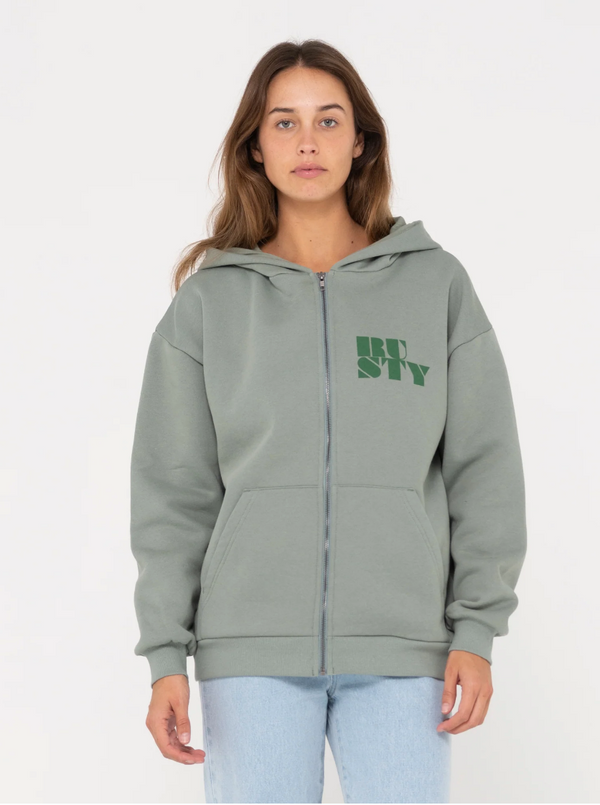 Rusty Code Oversized Zip Hooded Fleece
