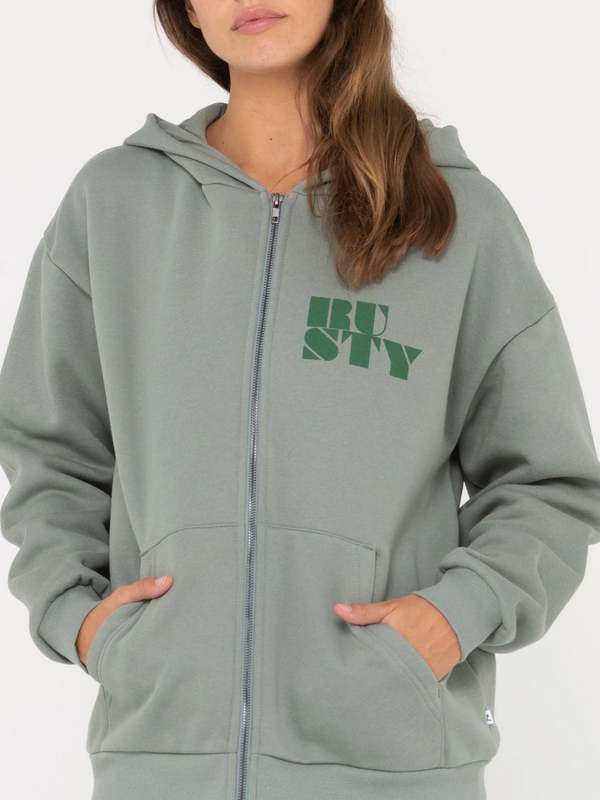 Rusty Code Oversized Zip Hooded Fleece