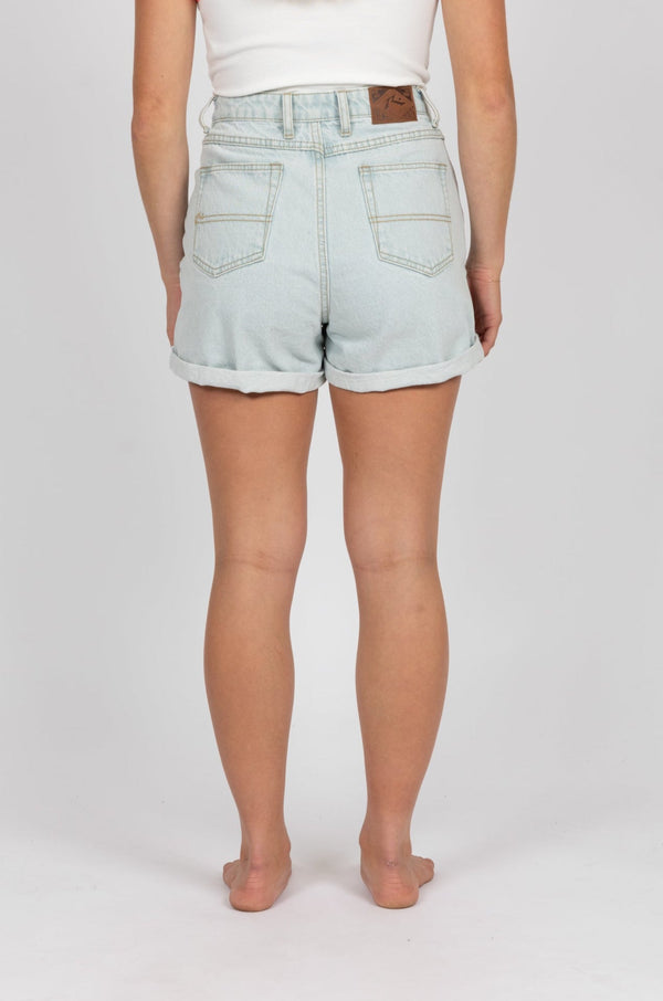Rusty Hermosa high rise denim short - sky blue heather