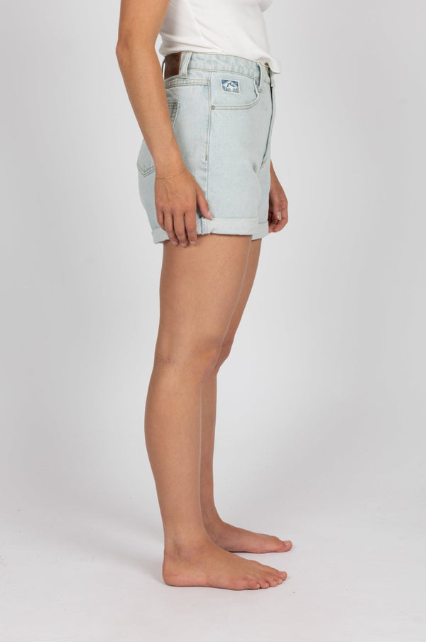 Rusty Hermosa high rise denim short - sky blue heather