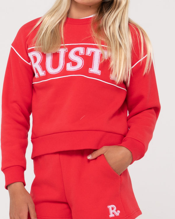 Rusty Line Oversize Crew Fleece Girls