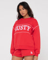 RUSTY line oversized crew fleece