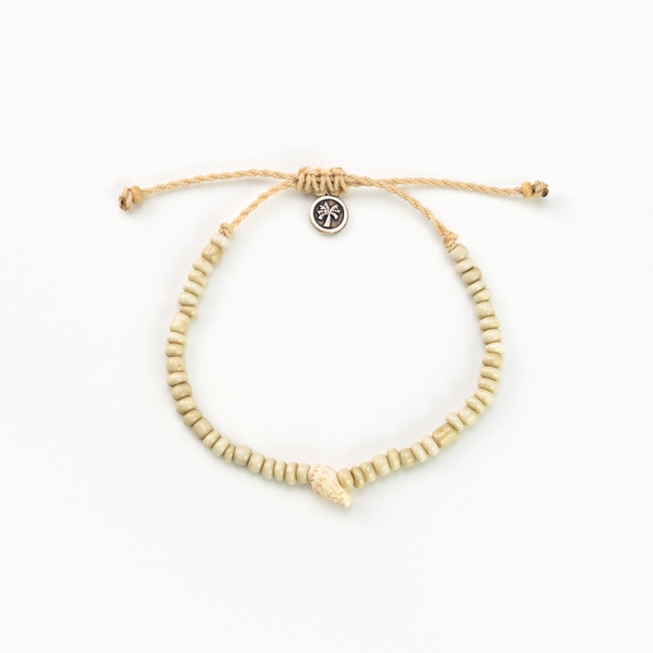 Pineapple Island Bracelet SH-071 with beige beads and adjustable cord.