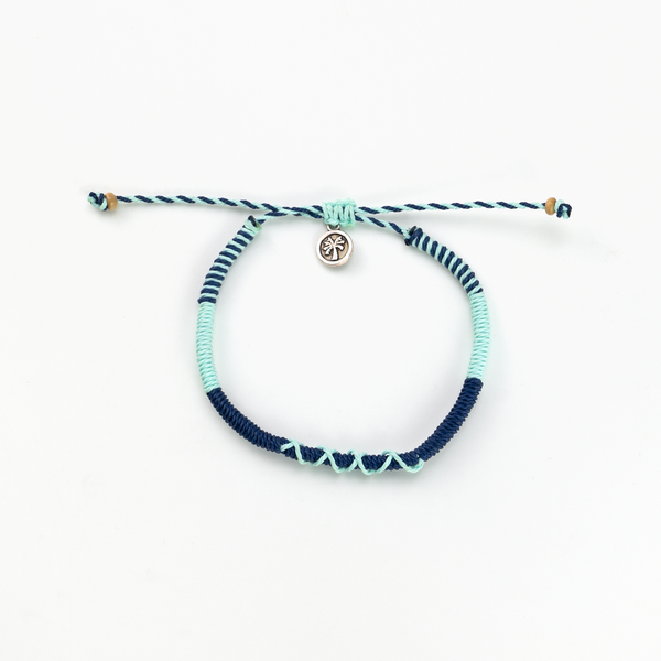 Stylish Pineapple Island anklet SNGA-002 with blue and mint braided design.
