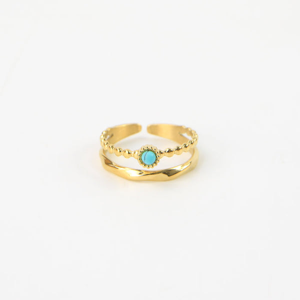 Pineapple Island Turquoise Stone Double Ring