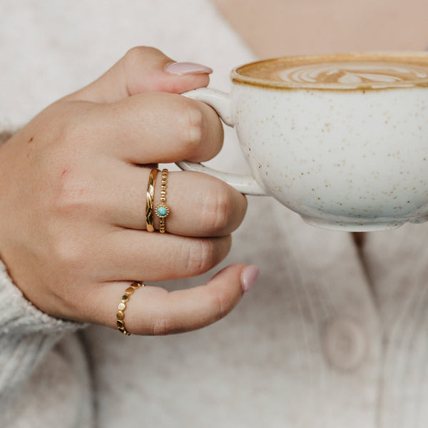 Pineapple Island Turquoise Stone Double Ring