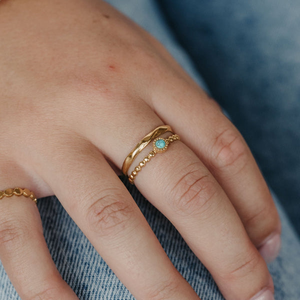 Pineapple Island Turquoise Stone Double Ring
